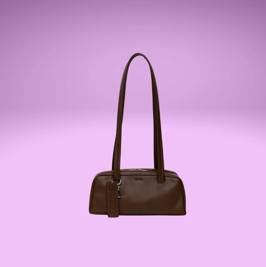 Small Leather Bowler Bag - Brown
