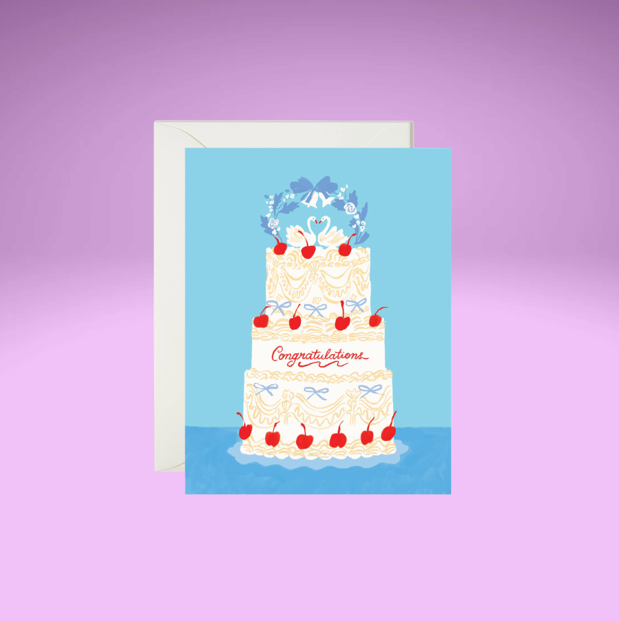 Swan Wedding Cake - Classic Wedding Congratulations Card