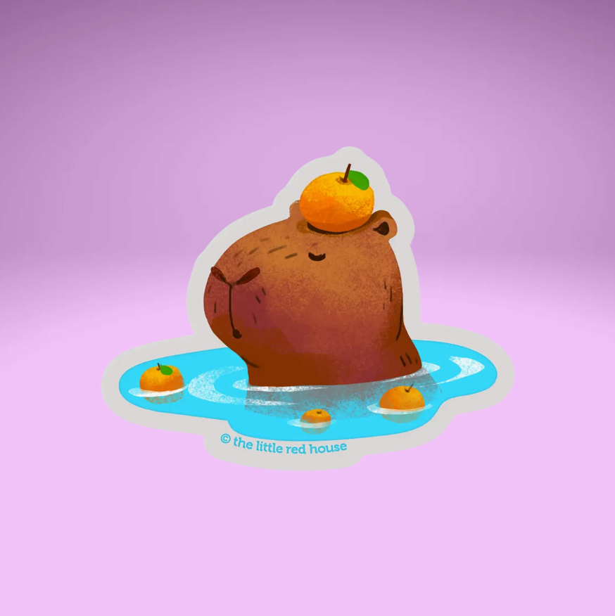 Chill Capybara Onsen Clear Sticker