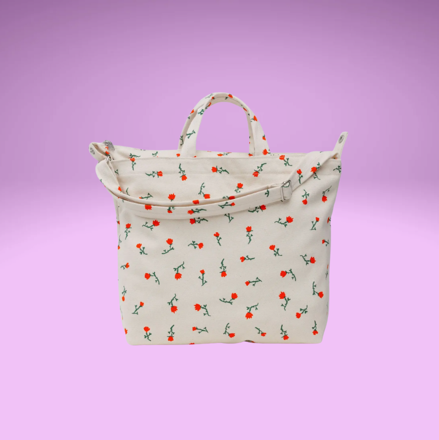 Painted Wildflower Horizontal Zip Duck Bag