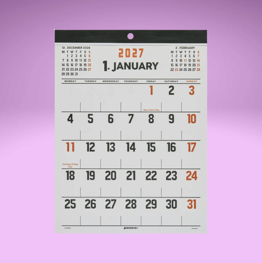 2027 Calendar A4 (Penco)