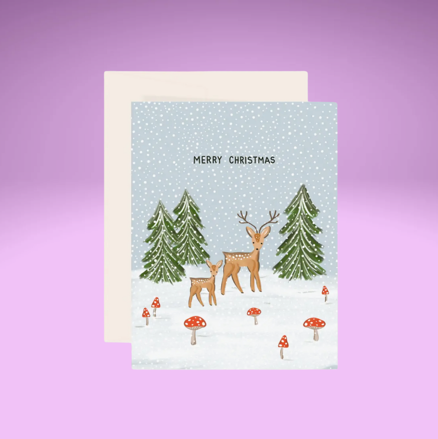 Christmas Deer Illustrated Holiday Card
