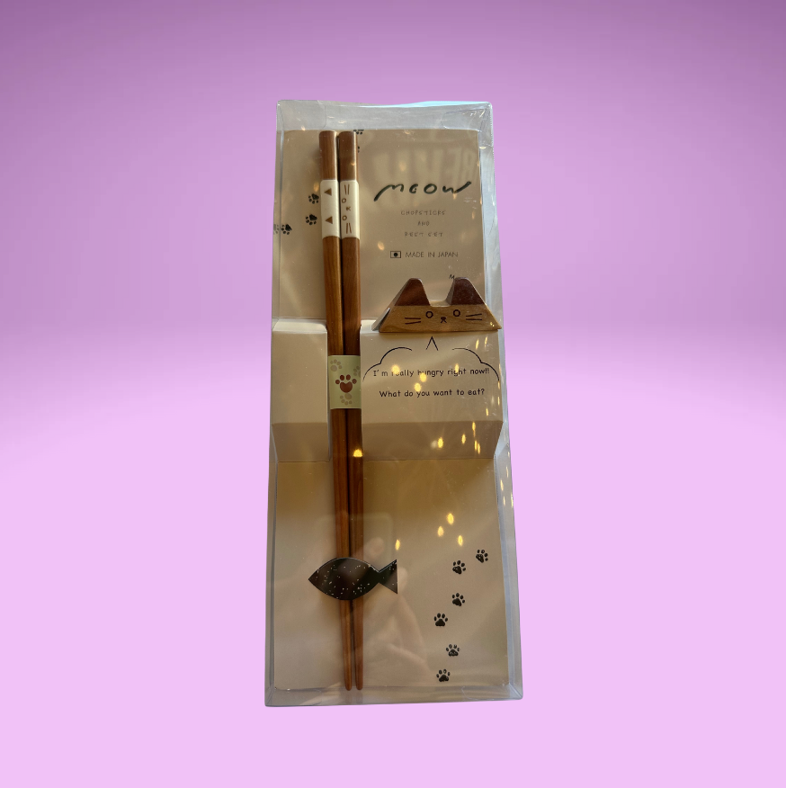 Lacquered Cat Chopstick w/ rest