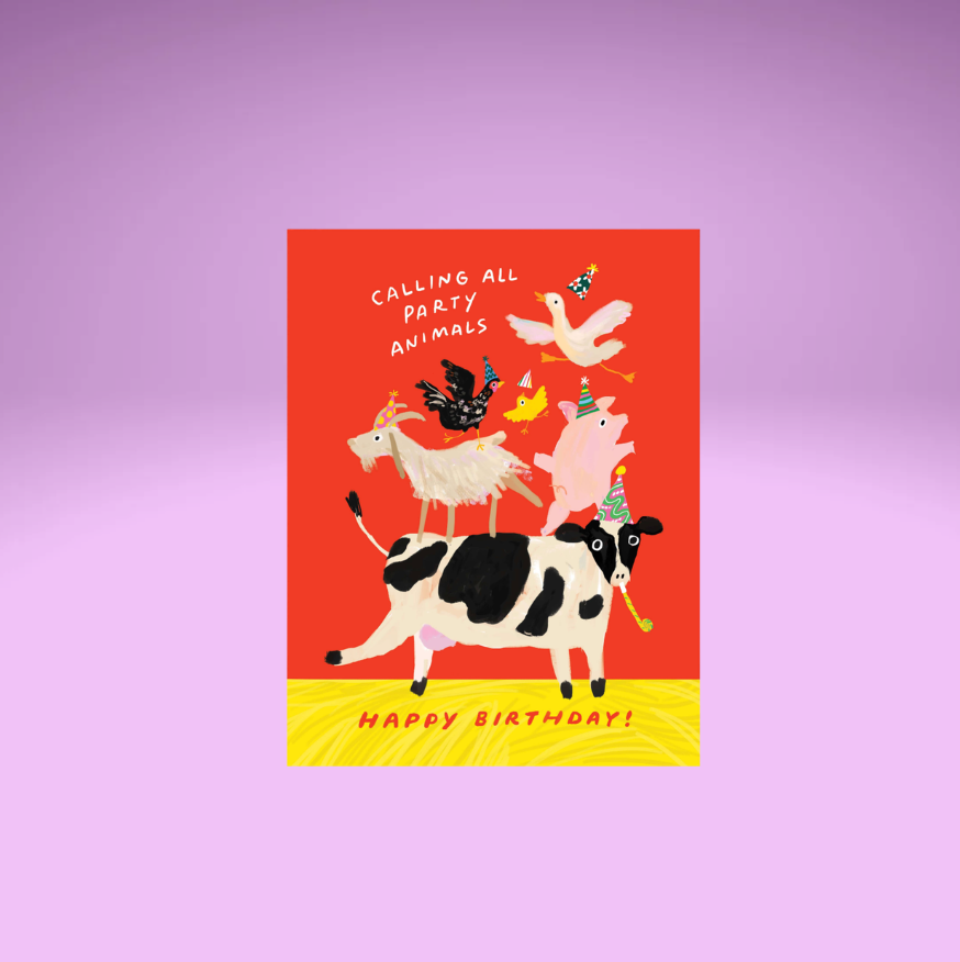 Farm Party Animal Birthday Card