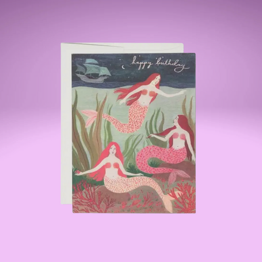 3 Mermaid  Birthday Card