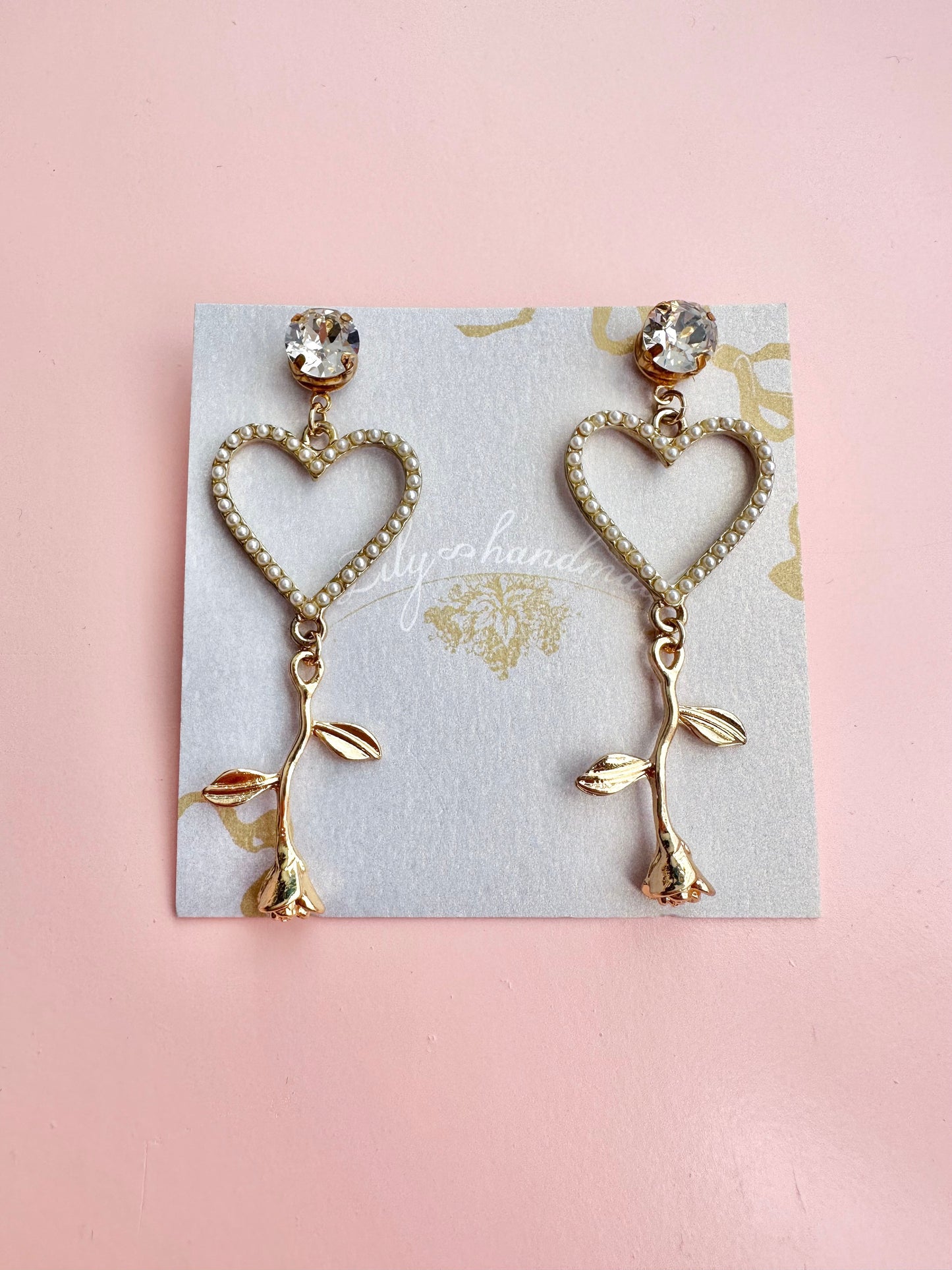 Heart and Rose Earrings