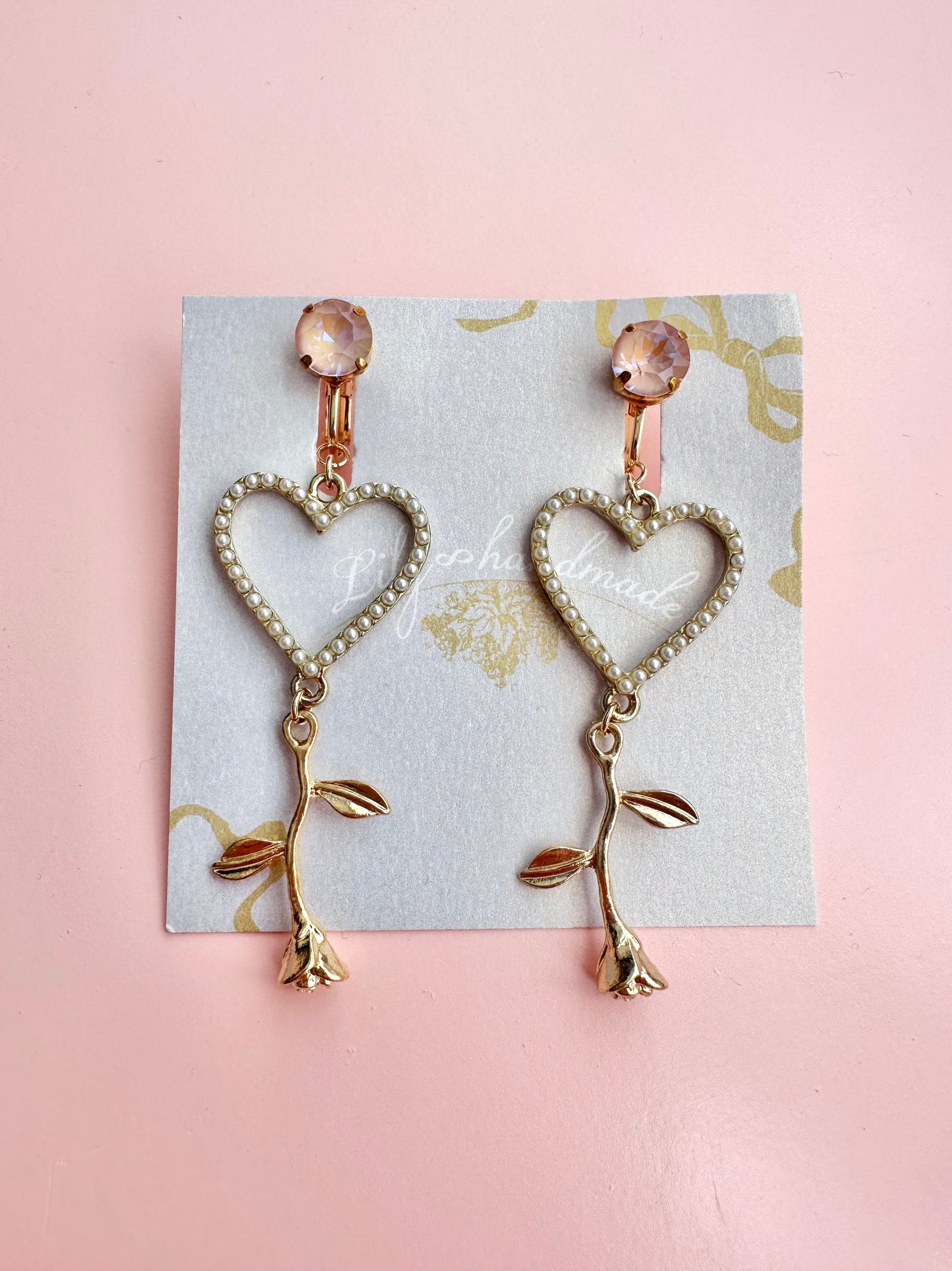 Heart and Rose Earrings