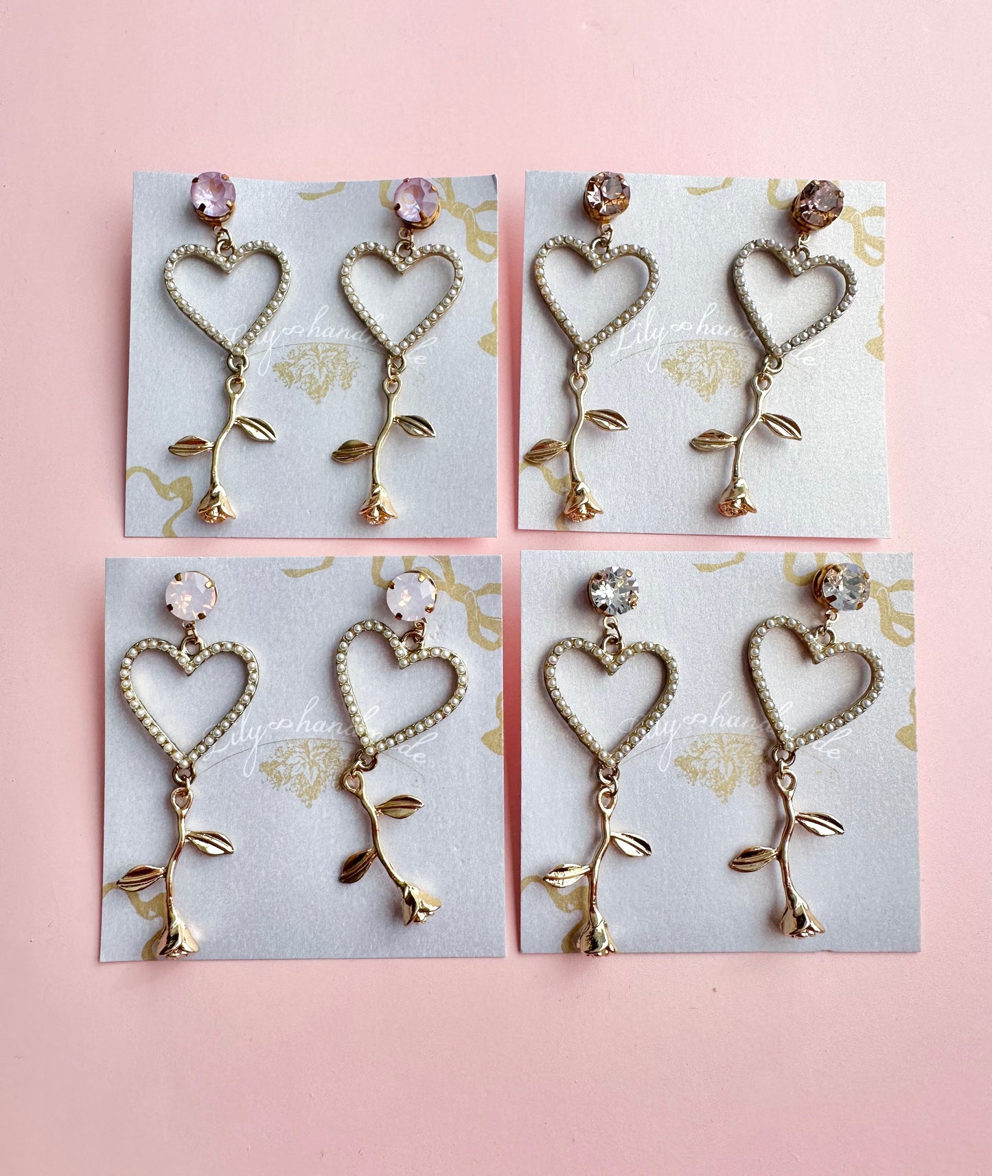 Heart and Rose Earrings