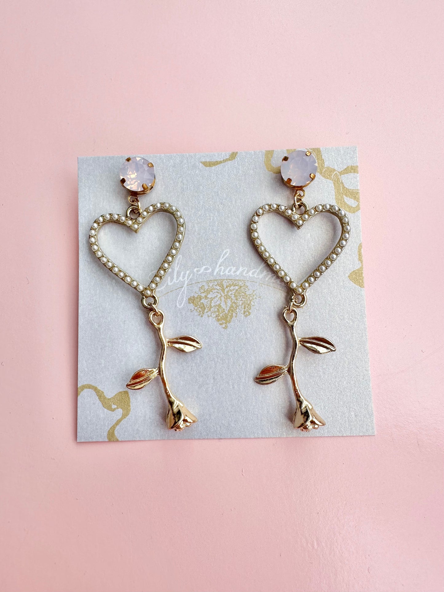 Heart and Rose Earrings