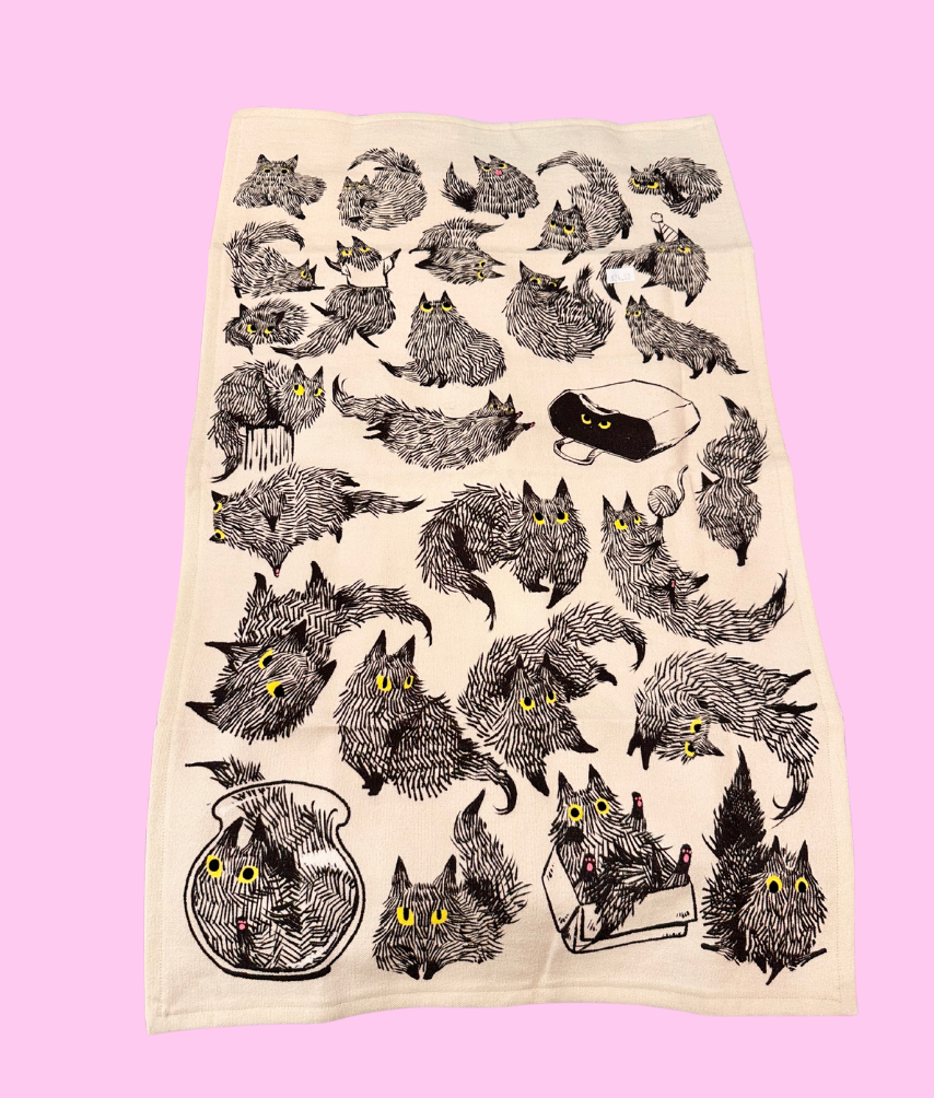 Smirking Cat Tea Towels