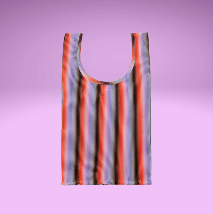 Pleated Baggu - Poppy & Lilac Gradient Stripe