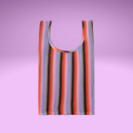 Pleated Baggu - Poppy & Lilac Gradient Stripe