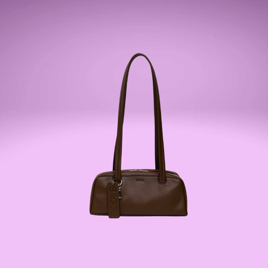 Small Leather Bowler Bag - Brown