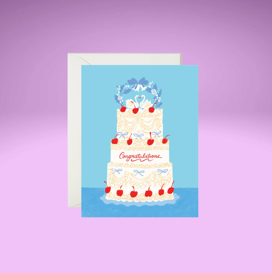 Swan Wedding Cake - Classic Wedding Congratulations Card