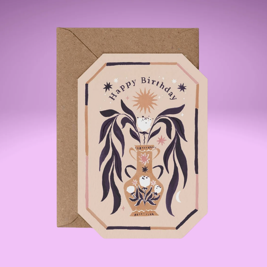 Decorated Vase Birthday Card
