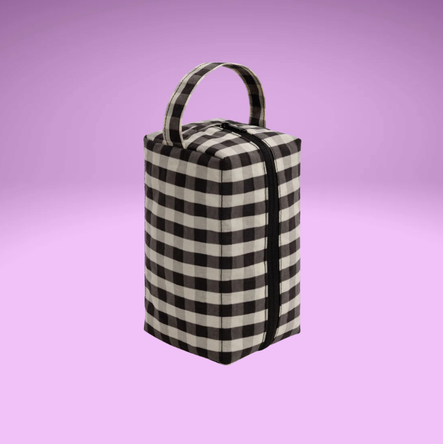 Black and Cream Gingham - Dopp Kit
