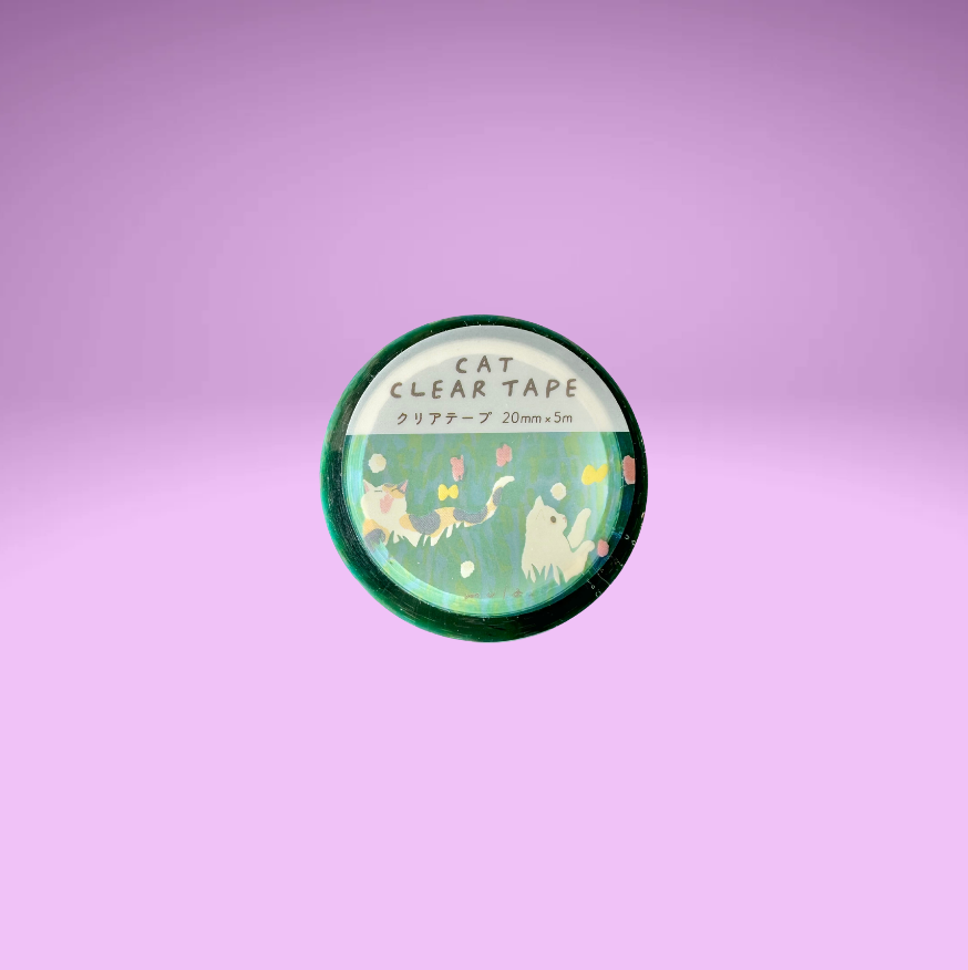 Cat and Flower Field Clear Tape (Mula)