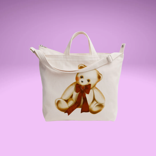 Horizontal Zip Duck Bag - Teddy Bear