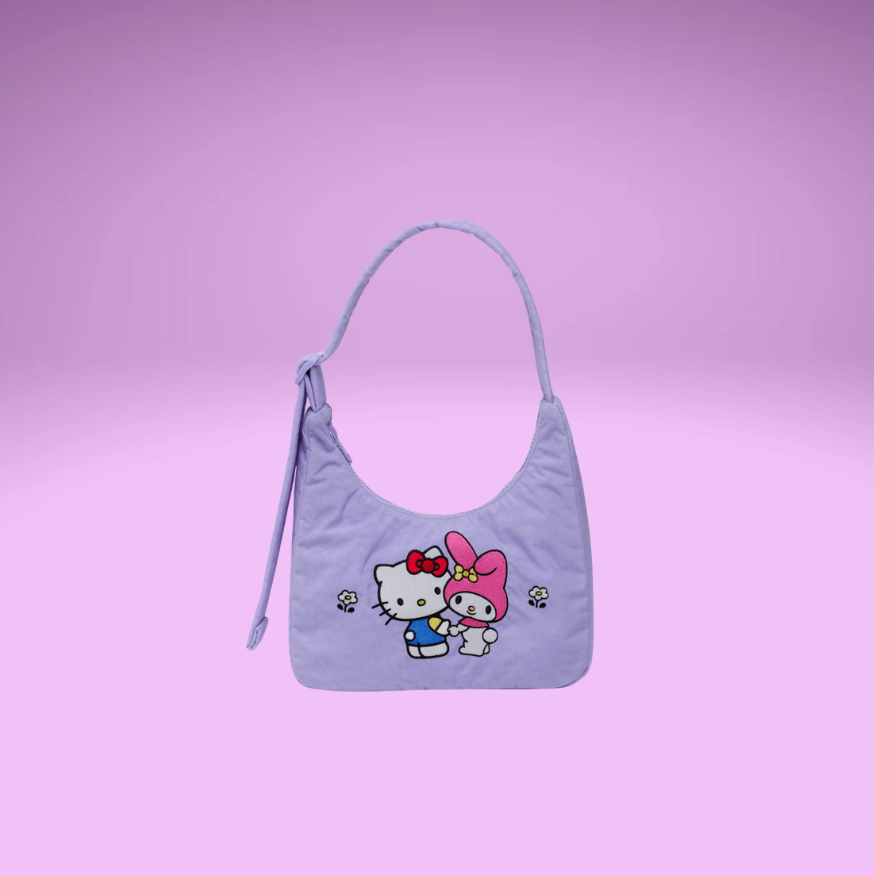 Mini Nylon Shoulder Bag - Embroidered Hello Kitty & My Melody