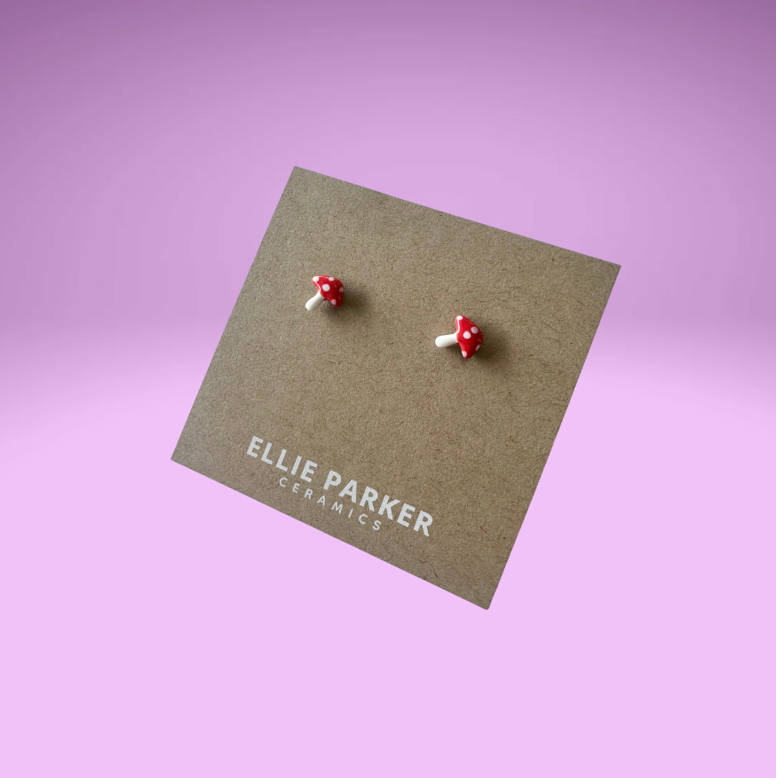 Mushroom Ceramic Stud Earrings