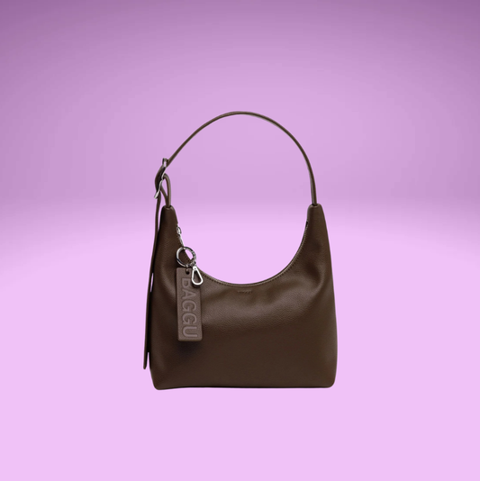 Mini Recycled Leather Shoulder Bag - brown
