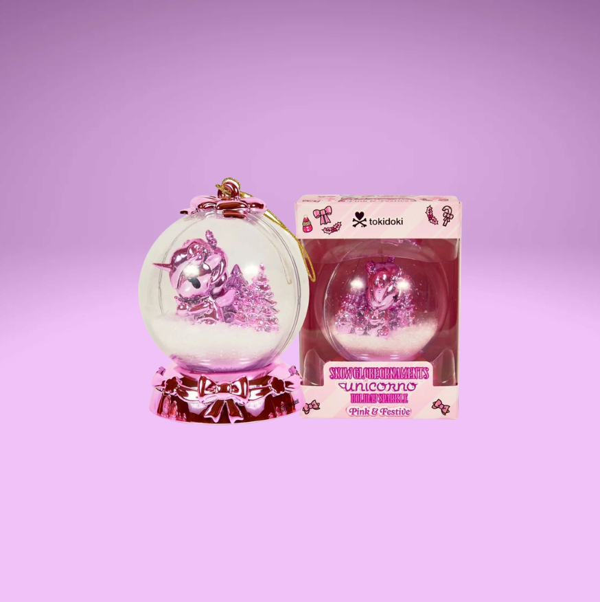 Tokidoki Snow Globe Ornament Pink & Festive Special Edition