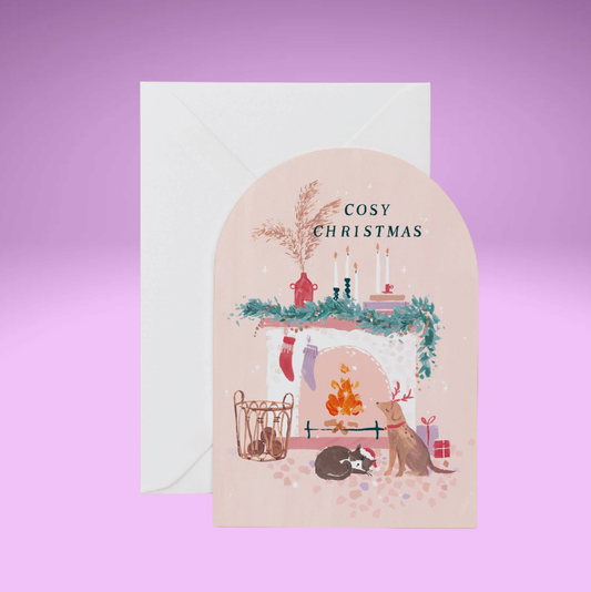 Cosy Fireplace Christmas Card