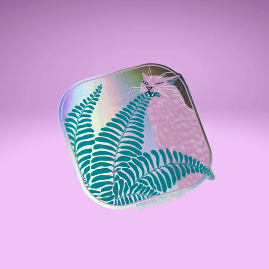 Fern Cat Holograph Die-Cut Stickers (Bromstad)