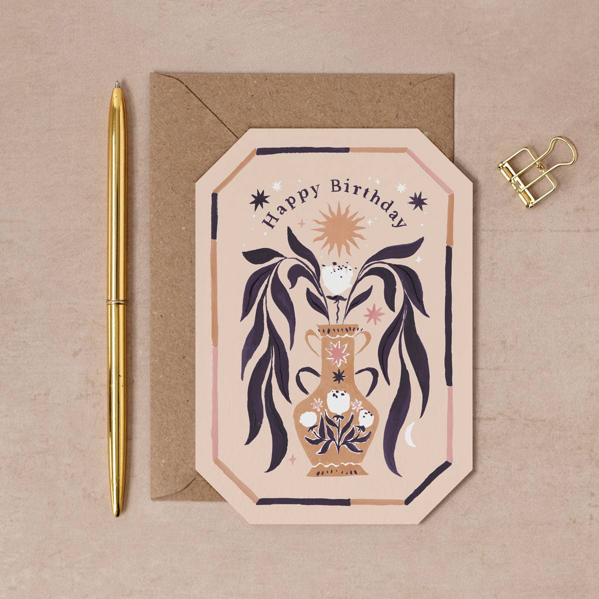 Decorated Vase Birthday Card