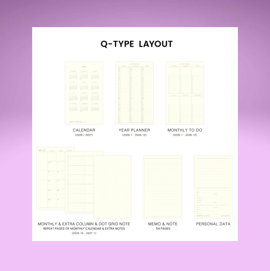 2026 Monthly Planner Shine B6 Slim (2 Colors)