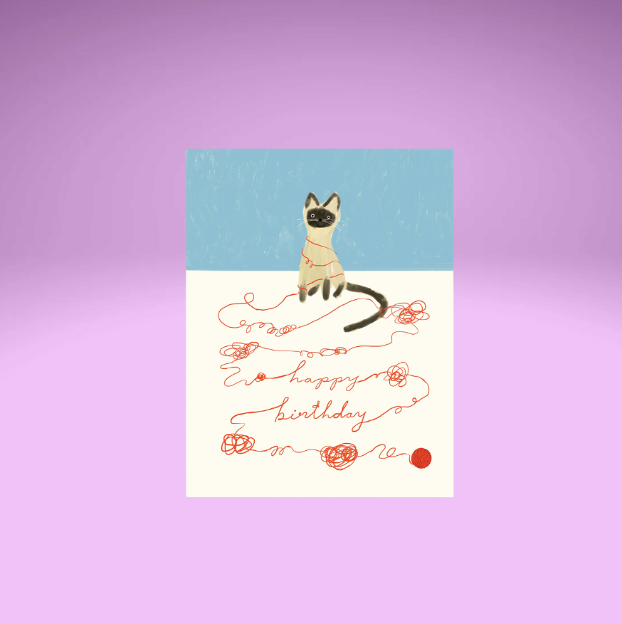 Cat String Birthday Card